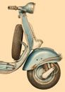 Unrestored vintage blue Italian scooter Royalty Free Stock Photo