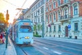 The retro styled trams in Krakow, Poland