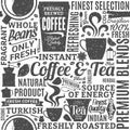 Retro styled typographic vector coffee and tea seamless pattern Royalty Free Stock Photo