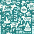 Retro styled typographic vector milk product seamless pattern or