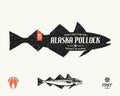 Retro styled vector alaska pollock seafood label