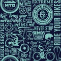 Retro styled vector bicycle theme seamless pattern or background