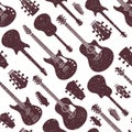 Retro styled vector guitars seamless pattern or background Royalty Free Stock Photo