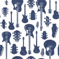 Retro styled vector guitars seamless pattern or background