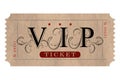 Retro styled vip ticket in black and red elegant tones.