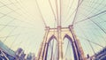 Retro stylized photo of Brooklyn Bridge. Royalty Free Stock Photo