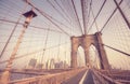 Retro stylized picture of the Brooklyn Bridge, New York City, USA Royalty Free Stock Photo