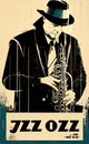 Retro stylized poster on the theme of jazz. Artistic allegory.