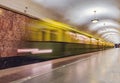 Retro subway train of A series stands by the platform Royalty Free Stock Photo