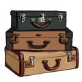 retro suitcase isolated colourful illustration