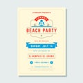 Retro summer party beach social weekend disco event minimalist poster template design vector Royalty Free Stock Photo