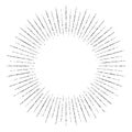 Retro sunburst dotted frame. Black and white sunlight rays circle. Vintage stippled design element for logo, labels