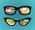 Retro sunglasses with super abstract reflection.