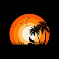 Retro sunset night moon t-shirt design