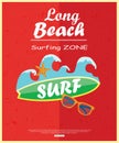 Retro surfing typographical poster with place for Royalty Free Stock Photo