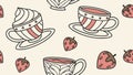 Retro Sweets and Tea Party Doodles Seamless Pattern, vector design Generative AI Royalty Free Stock Photo