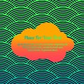 retro synthwave abstract pattern with orange cloud text box design illustration