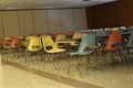 Retro table and chairs in a cafeteria in a school Royalty Free Stock Photo