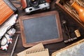 Retro table with vintage items Royalty Free Stock Photo