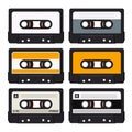 Retro Tape Audio Cassettes Icon Set. Vector