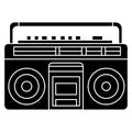Retro tape recorder icon, vector illustration, black sign on isolated background Royalty Free Stock Photo