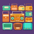 Retro tape recorders and radios