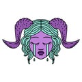 crying tiefling character face illustration