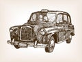 Retro taxi cab hand drawn sketch vector Royalty Free Stock Photo