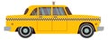 Retro taxi car with checkered pattern. Yellow cab