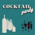 Retro teal Coctail party invitation card