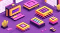 Retro Tech Isometric Illustration: A Colorful Display of Vintage Computing Devices Royalty Free Stock Photo
