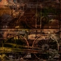 Retro technology, old trains, grunge background Royalty Free Stock Photo