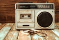 Retro technology of radio cassette recorder music Royalty Free Stock Photo