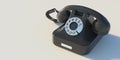 Retro telephone, black old phone isolated on white background, copy space. 3d illustration Royalty Free Stock Photo