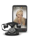 Retro telephone and cell phone Royalty Free Stock Photo