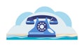Retro Telephone on Cloud, Abstract Communication, Cloud Tech, vector design Generative AI Royalty Free Stock Photo