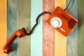 Retro telephone on colorful background Royalty Free Stock Photo