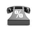 Retro telephone with percent symbol Royalty Free Stock Photo