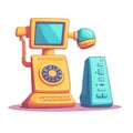 Retro telephone with screen and modem a fun design Royalty Free Stock Photo