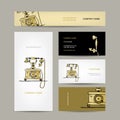 Retro telephone, set of business cards for your Royalty Free Stock Photo