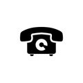 Retro Telephone Silhouette, Old Phone. Flat Vector Icon illustration. Simple black symbol on white background. Retro Telephone Royalty Free Stock Photo