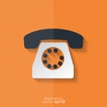Retro telephone web icon. Flat design. Royalty Free Stock Photo