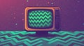 Retro television with abstract zigzag pattern on vintage background