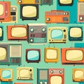 Retro Television background, design seamless pattern Royalty Free Stock Photo