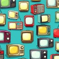 Retro Television background, design seamless pattern Royalty Free Stock Photo