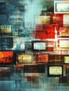 Retro Television Collage Abstract art featuring a collage of vintage television screens layered and overlapping creating a Royalty Free Stock Photo