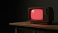 Retro television displaying red screen technical issues Royalty Free Stock Photo