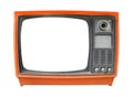 Old vintage TV with frame screen isolate on white Royalty Free Stock Photo