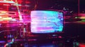 Retro television screen displaying digital data glitching Royalty Free Stock Photo