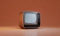 Retro Television Set Displaying Static Noise Against a Plain Brown Background with Soft Lighting Royalty Free Stock Photo